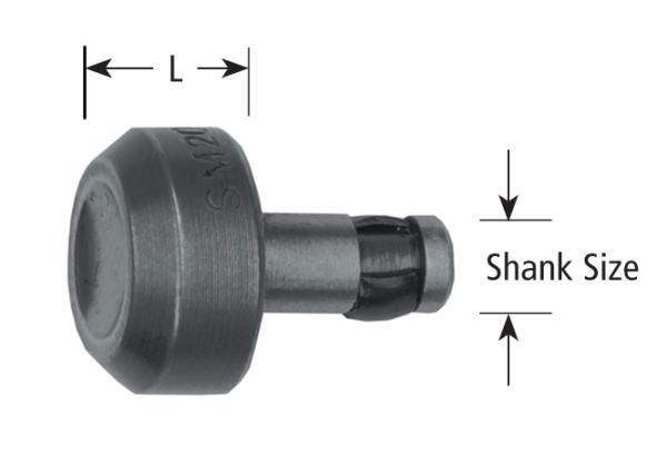 5/8 Height.187 Shank Diameter.437 Shank Length Squeezer DIE for Round Head Rivets with A .187 Head Diameter 